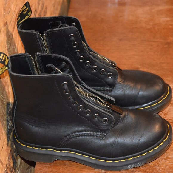 Dr Martens, 1460 zip mono - black zip boots. shoe women, sz 6 - Picture 2 of 6